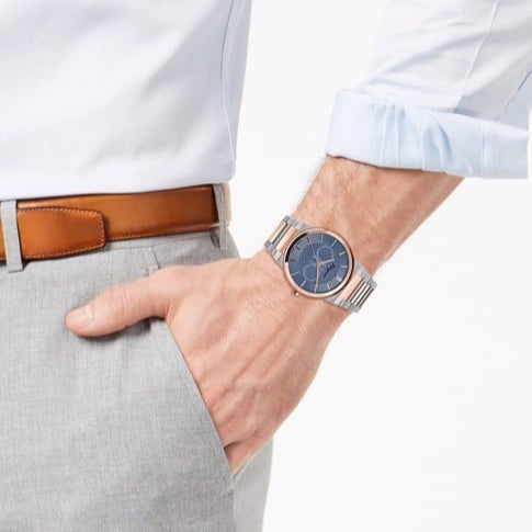 Salvatore Ferragamo Sapphire Blue Dial Two Tone Steel Strap Watch for Men - SFHP007-20