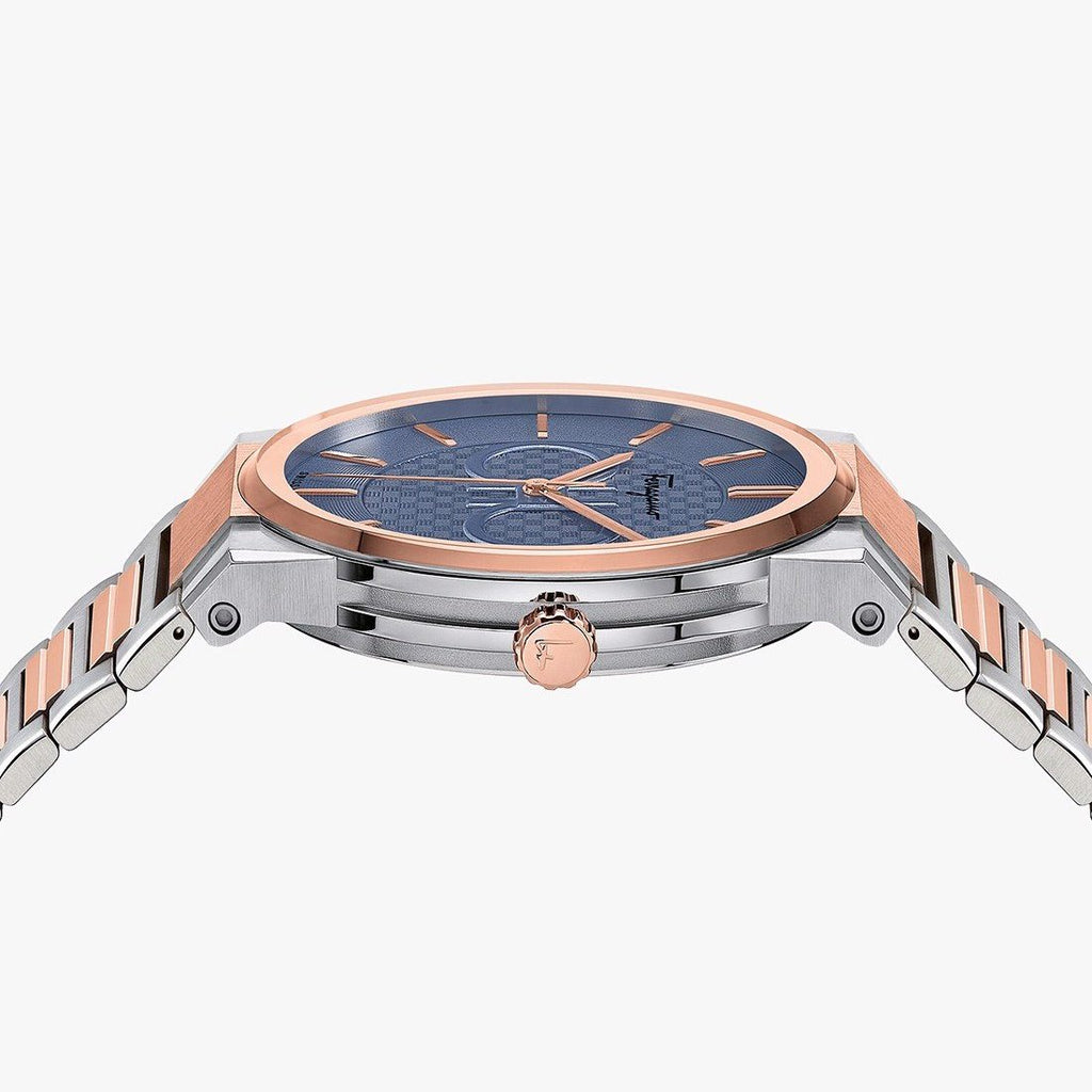 Salvatore Ferragamo Sapphire Blue Dial Two Tone Steel Strap Watch for Men - SFHP007-20
