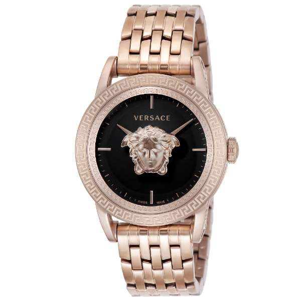 Versace Palazzo Empire Black Dial Rose Gold Steel Strap Watch for Men - VERD00718