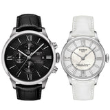 Tissot T Classic Chemin Des Tourelles Chronograph Black Dial Black Leather Strap Watch For Men - T099.427.16.058.00