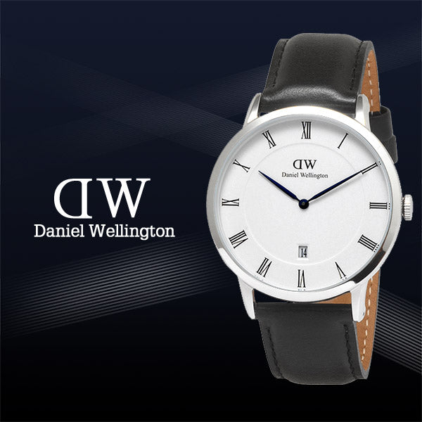 Daniel Wellington Dapper Sheffield White Dial Black Leather Strap Watch For Men - DW00100088