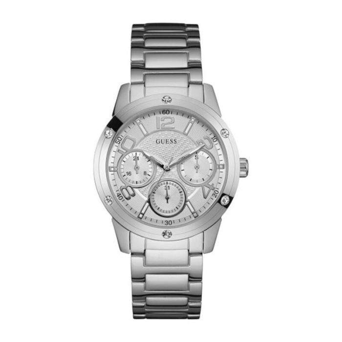 Guess Confetti Silver Dial Silver Steel Strap Watch for Women - W0778L1