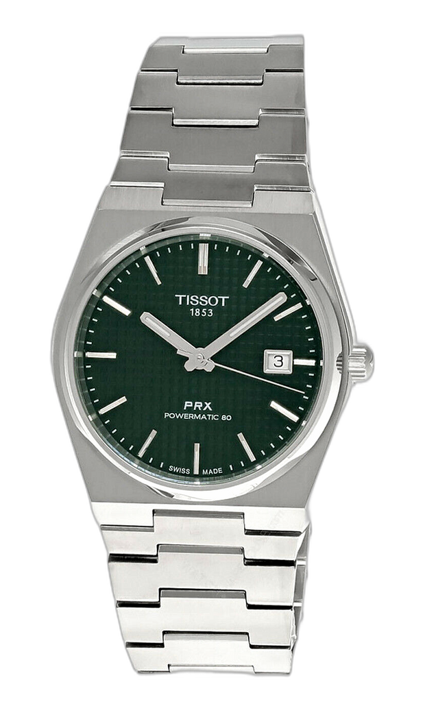 Tissot PRX Powermatic 80 Green Dial Silver Steel Strap Watch for Men - T137.207.11.091.00
