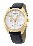 Tissot T Classic PR 100 Chronograph Silver Dial Black Leather Strap Watch for Men - T101.417.36.031.00