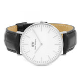 Daniel Wellington Classic York White Dial Black Leather Strap Watch For Men - DW00100025