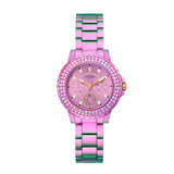 Guess Crown Jewel Diamonds Purple Dial Purple Steel Strap Watch for Women - GW0410L4