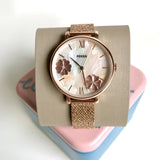 Fossil Jacqueline Three-Hand White Dial Rose Gold Mesh Bracelet Watch for Women - ES4534