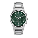 Salvatore Ferragamo Sapphire Chrono Green Dial Silver Steel Strap Watch for Men - SFME00421