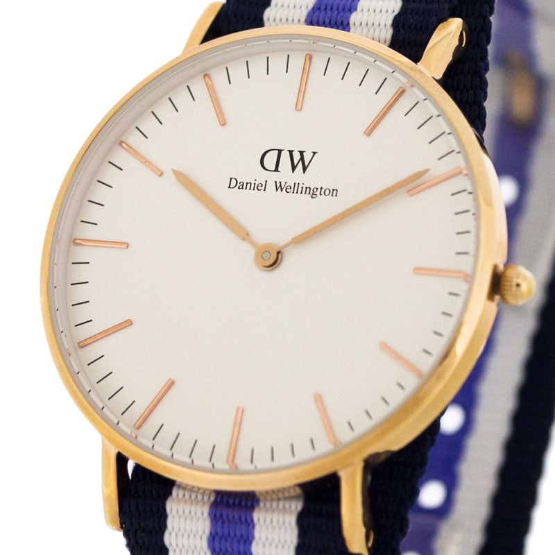 Daniel Wellington Classic Trinity White Dial Three Tone Nylon Strap Watch For Women - 0509DW