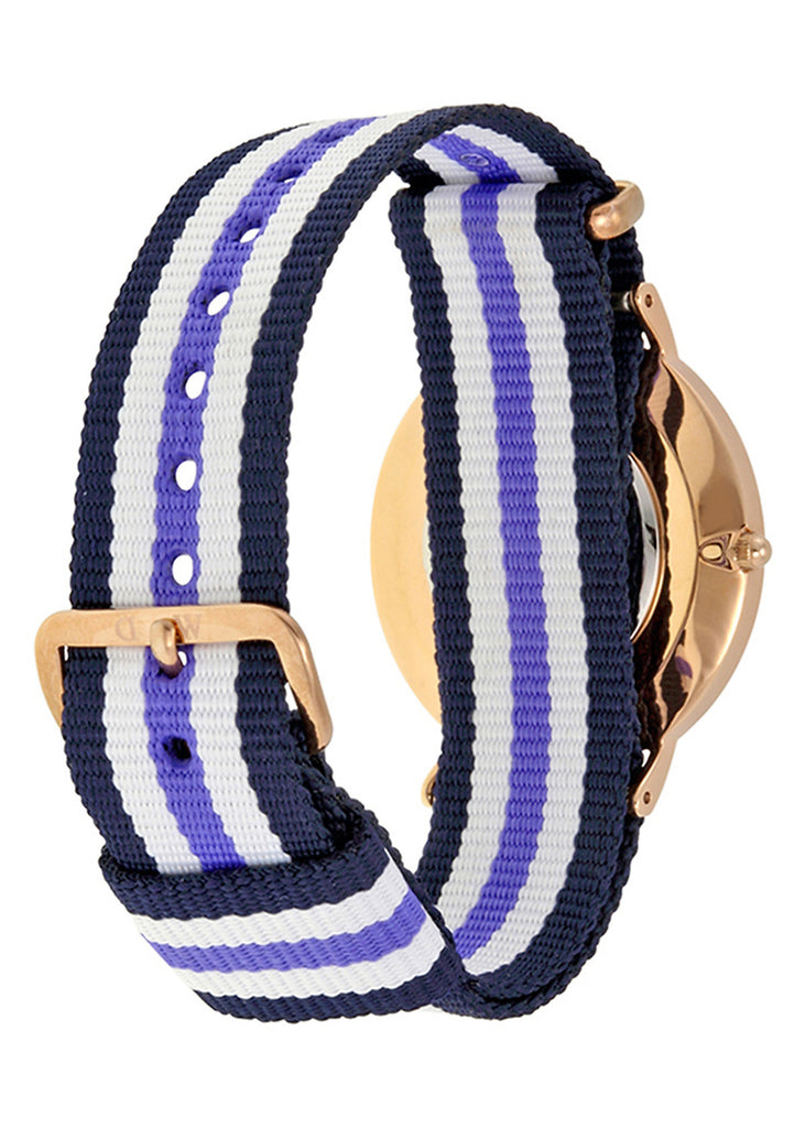 Daniel Wellington Classic Trinity White Dial Three Tone Nylon Strap Watch For Women - 0509DW