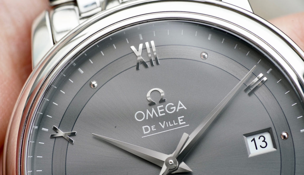 Omega De Ville Prestige Co-Axial Automatic Grey Dial Silver Steel Strap Watch for Men - 424.10.40.20.06.001