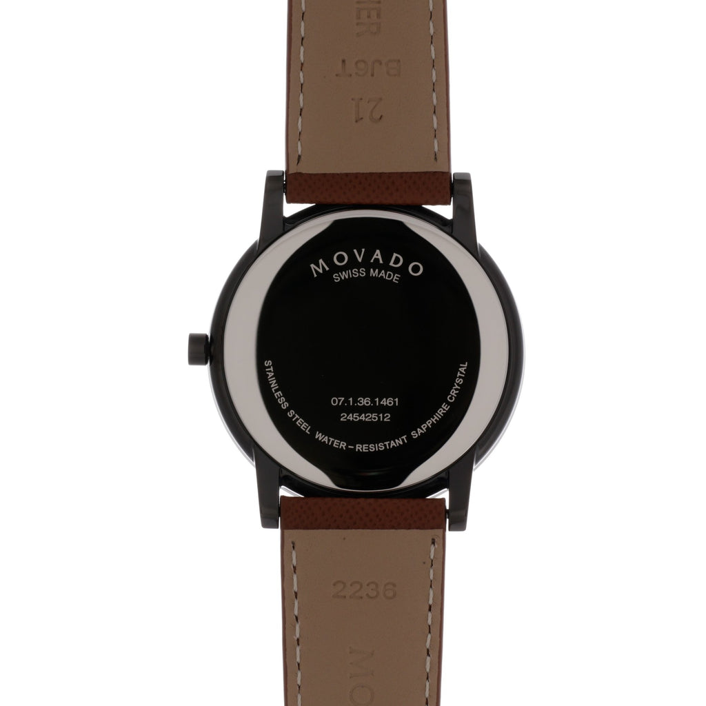 Movado Museum Classic Black Dial Brown Leather Strap Watch for Men - 0607198