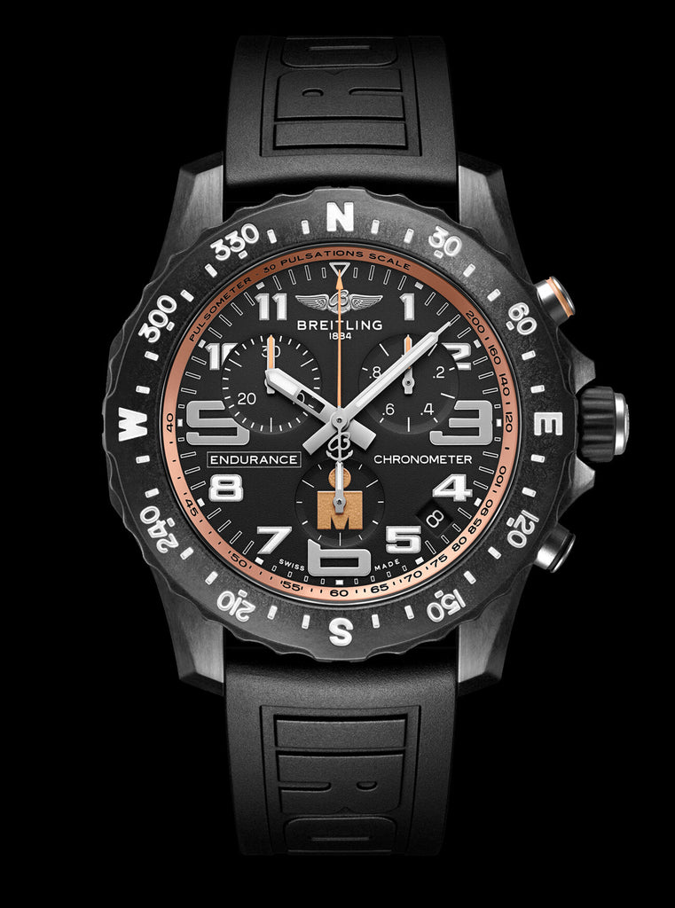 Breitling Endurance Pro Ironman Black Dial Black Rubber Strap Watch for Men - X823101B1B1S1