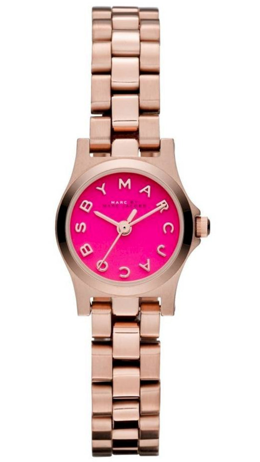Marc Jacobs Henry Dinky Pink Dial Rose Gold Steel Strap Watch for Wome