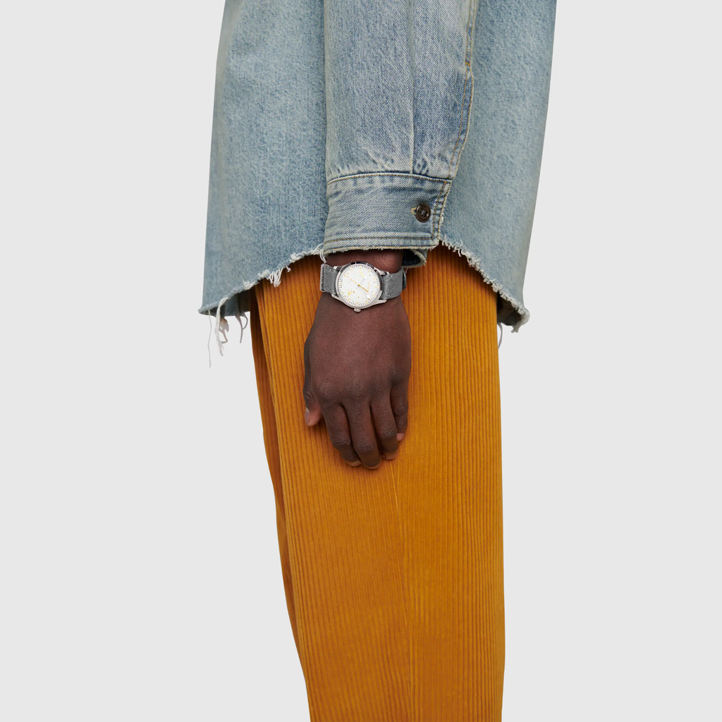 Gucci G Timeless Quartz White Dial Grey NATO Strap Watch For Women - YA1264184