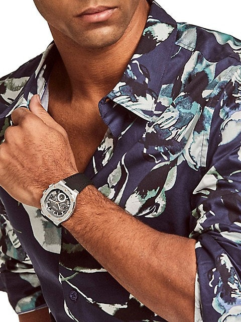 Guess Headline Chronograph Grey Dial Black Rubber Strap Watch for Men - GW0571G1