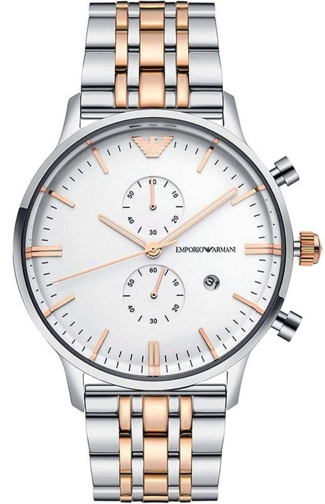 rose gold white armani mens watch