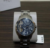 Fossil Grant Twist Multifunction Blue Dial Grey Steel Strap Watch for Men - ME1146