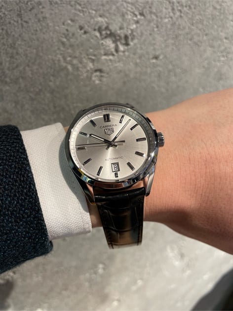 Tag Heuer Carrera Date Silver Dial Black Leather Strap Watch for Men - WBN2111.FC6505