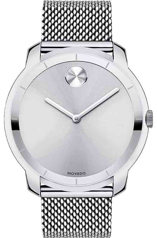 Movado Bold Silver Dial Silver Mesh Bracelet Watch For Men  display picture 3
