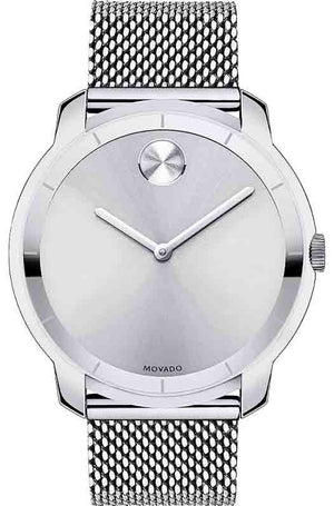 Movado Bold Silver Dial Silver Mesh Bracelet Watch For Men - 3600260