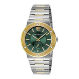 Versace Greca Green Dial Silver Steel Strap Watch for Men - VEVI00420