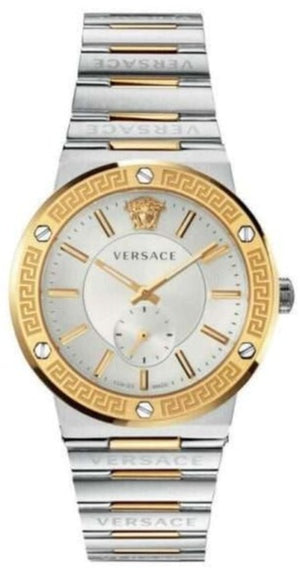 Versace Greca Silver Dial Two Tone Steel Strap Watch for Men - VEVI00320