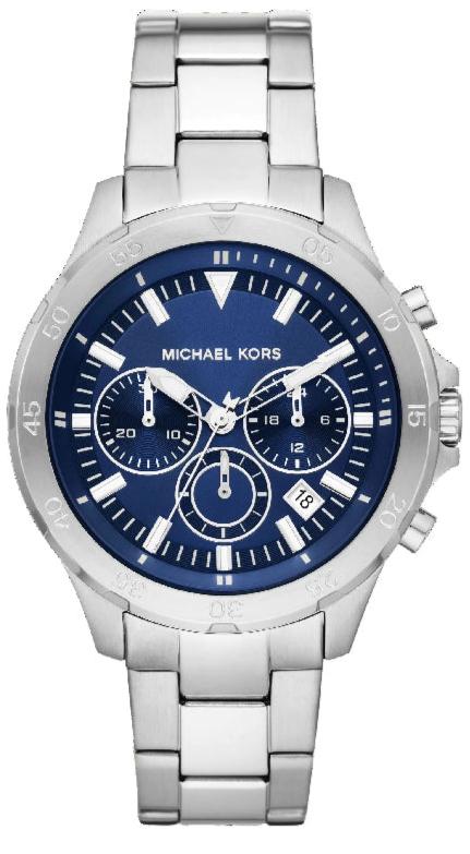 michael kors silver watch with blue face