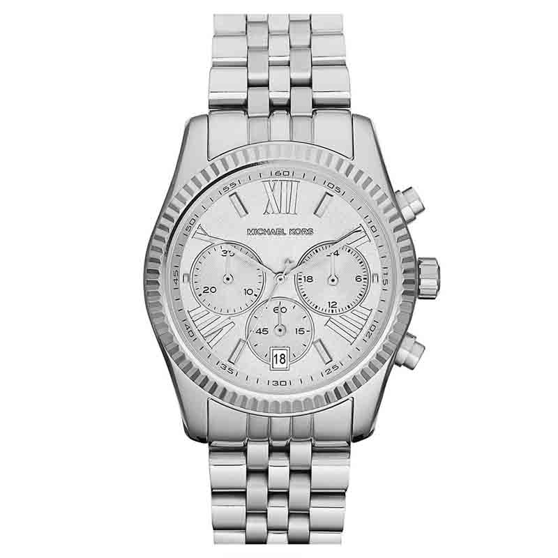 Michael Kors Lexington Silver Dial Silver Steel Strap Watch for Women - MK5555