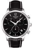 Tissot T Classic Tradition Chronograph Black Dial Black Leather Strap Watch For Men - T063.617.16.057.00