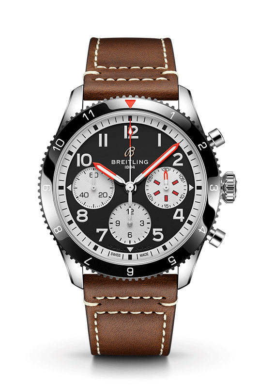Breitling Avi Chronograph 42 Mosquito Black Dial Brown Leather Strap Watch for Men - Y233801A1B1X1