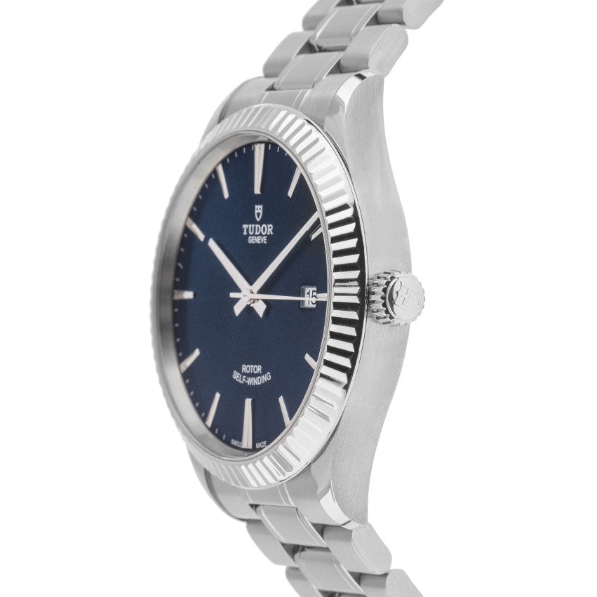 Tudor Style Automatic Blue Dial Silver Steel Strap Watch for Men - M12710-0013