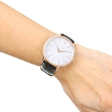 Michael Kors Jaryn Quartz White Dial Black Leather Strap Watch For Women - MK2472