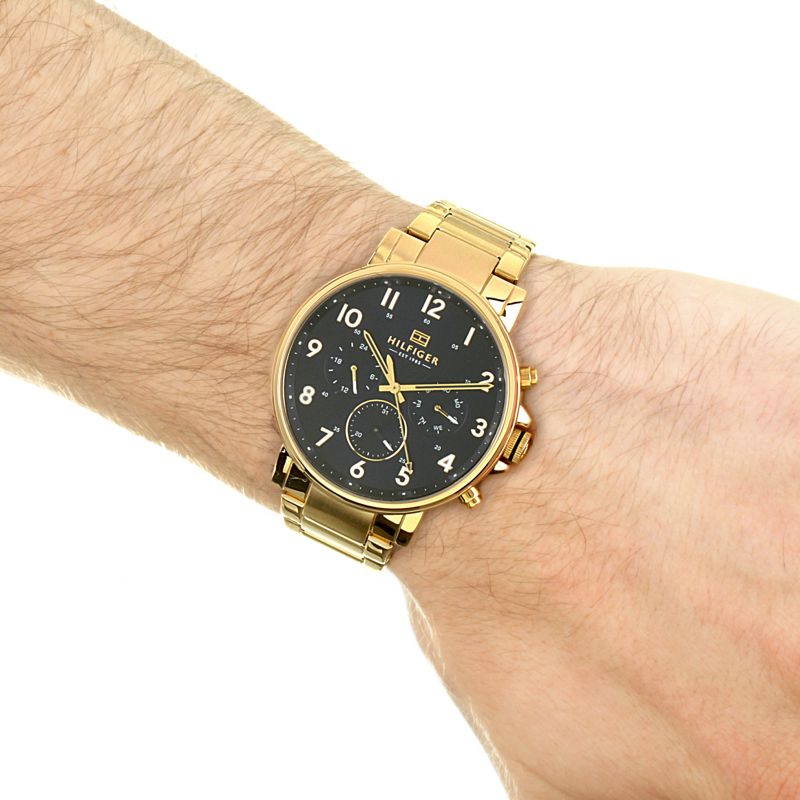 Tommy Hilfiger Daniel Chronograph Blue Dial Gold Steel Strap Watch for Men - 1710384