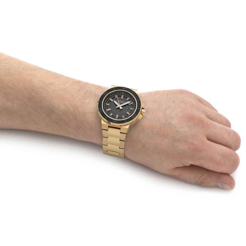 Guess Track Grey Dial Gold Steel Strap Watch for Men - GW0426G2