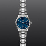 Tudor Style Automatic Diamonds Blue Dial Silver Steel Strap Watch for Men - M12710-0017