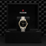 Tudor Style Automatic Diamonds Black Dial Two Tone Steel Strap Watch for Men - M12713-00011