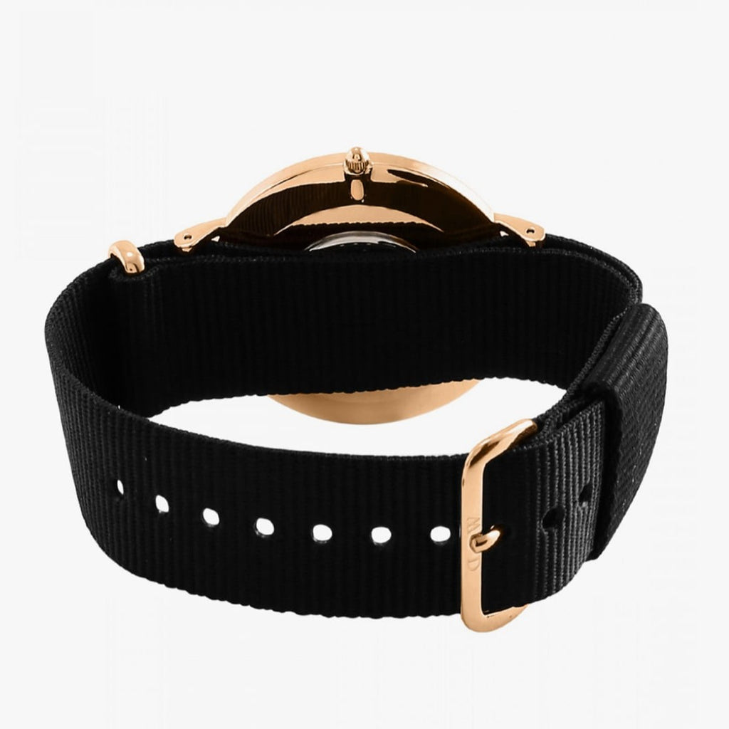 Daniel Wellington Classic Petite Cornwall White Dial Black NATO Strap Watch For Women - DW00100251