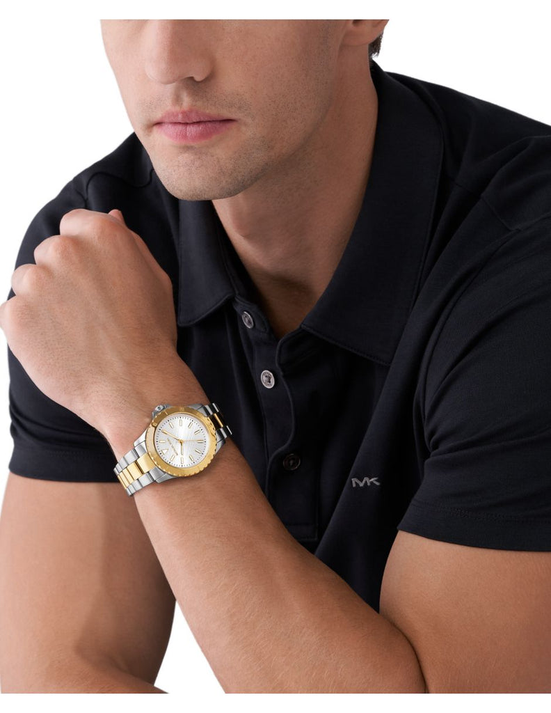 Michael Kors Everest Three Hand Silver Dial Two Tone Steel Strap Watch For Men - MK9141