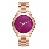 Michael Kors Runway Pink Dial Rose Gold Steel Strap Watch for Women - MK3550