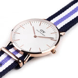 Daniel Wellington Classic Trinity White Dial Three Tone Nylon Strap Watch For Women - 0509DW