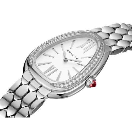 Bvlgari Serpenti Seduttori Diamonds Silver Dial Silver Steel Strap Watch for Women - SERPENTI103361