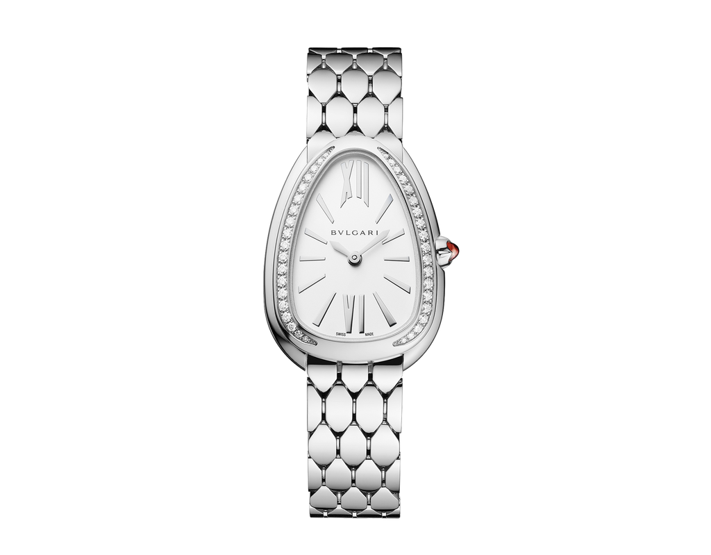 Bvlgari Serpenti Seduttori Diamonds Silver Dial Silver Steel Strap Watch for Women - SERPENTI103361