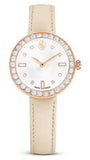 Swarovski Certa Crystals Silver Dial Beige Leather Strap Watch for Women - 5672968