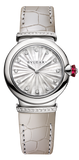 Bvlgari LVCEA Diamonds Silver Mother of Pearl Dial Silver Leather Strap Watch for Women - LVCEA103367