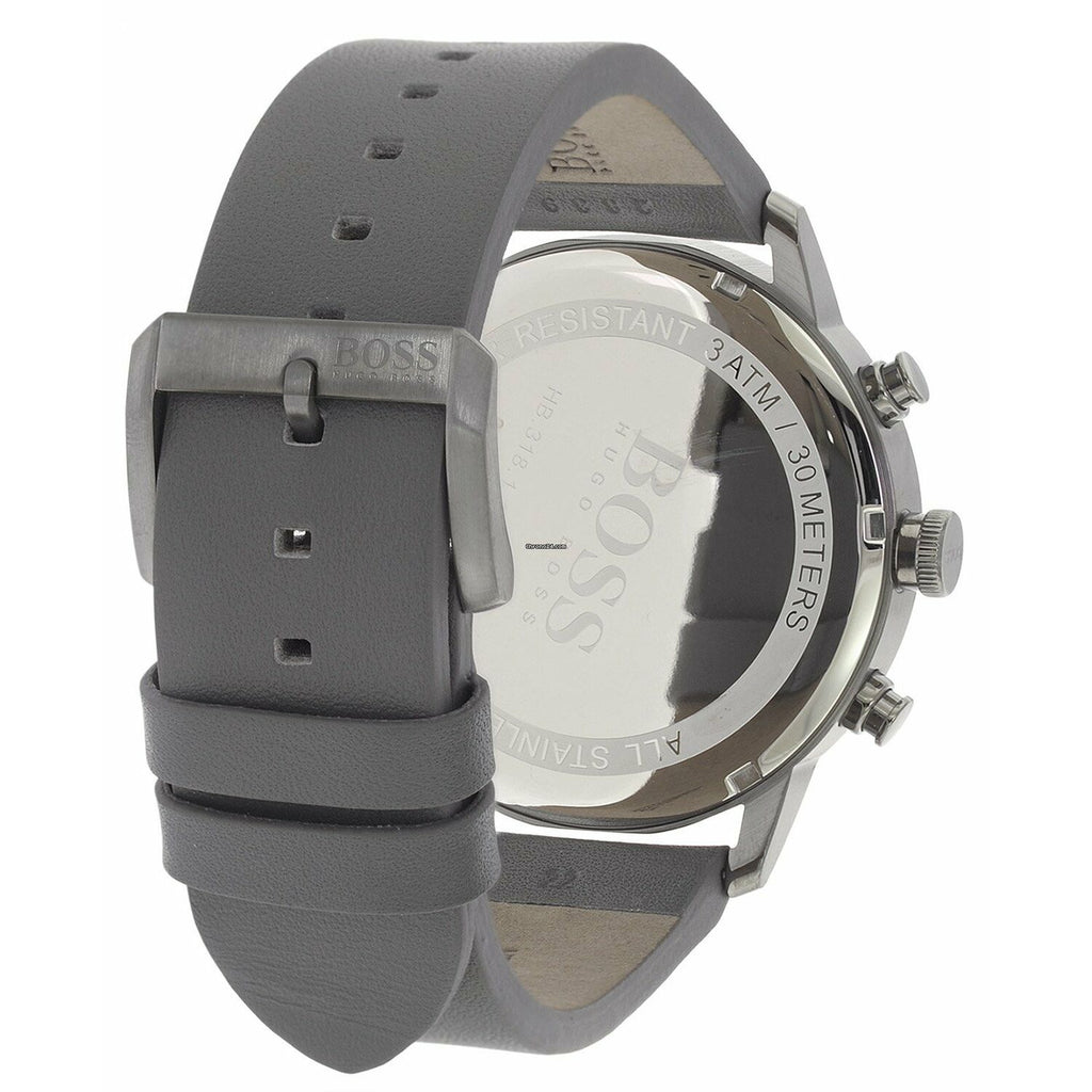 Hugo Boss Architectural Grey Dial Grey Leather Strap Watch for Men - 1513570