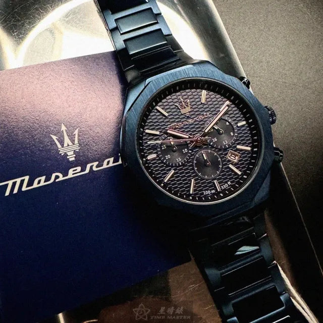 Maserati Stile Chronograph Blue Dial Blue Steel Strap Watch For Men - R8873642008