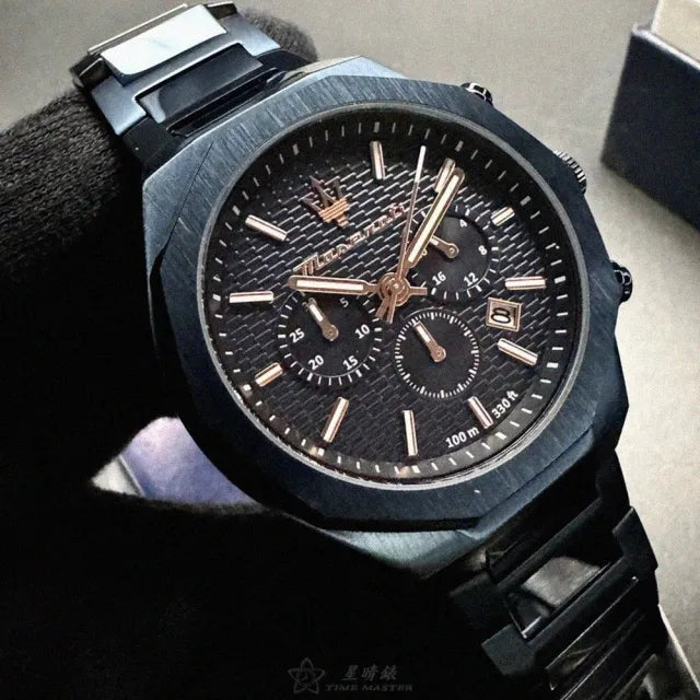 Maserati Stile Chronograph Blue Dial Blue Steel Strap Watch For Men - R8873642008