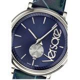 Versace V-Circle The Clans Edition Blue Dial Blue & Green Leather Strap Watch for Women  - VEBQ00118