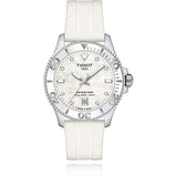 Tissot Seastar 1000 Mother of Pearl White Dial White Rubber Strap Watch for Women - T120.210.17.116.00